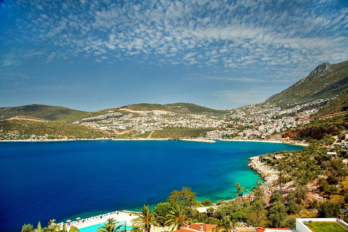 Beautiful yacht charter destination Kalkan in Turkey for summer family vacation