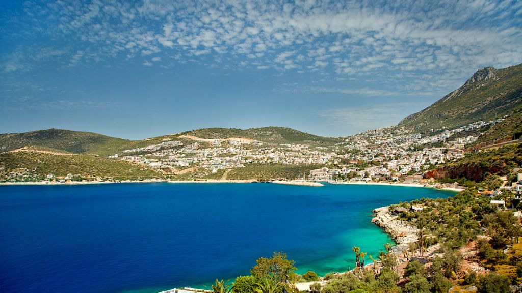 Beautiful yacht charter destination Kalkan in Turkey for summer family vacation